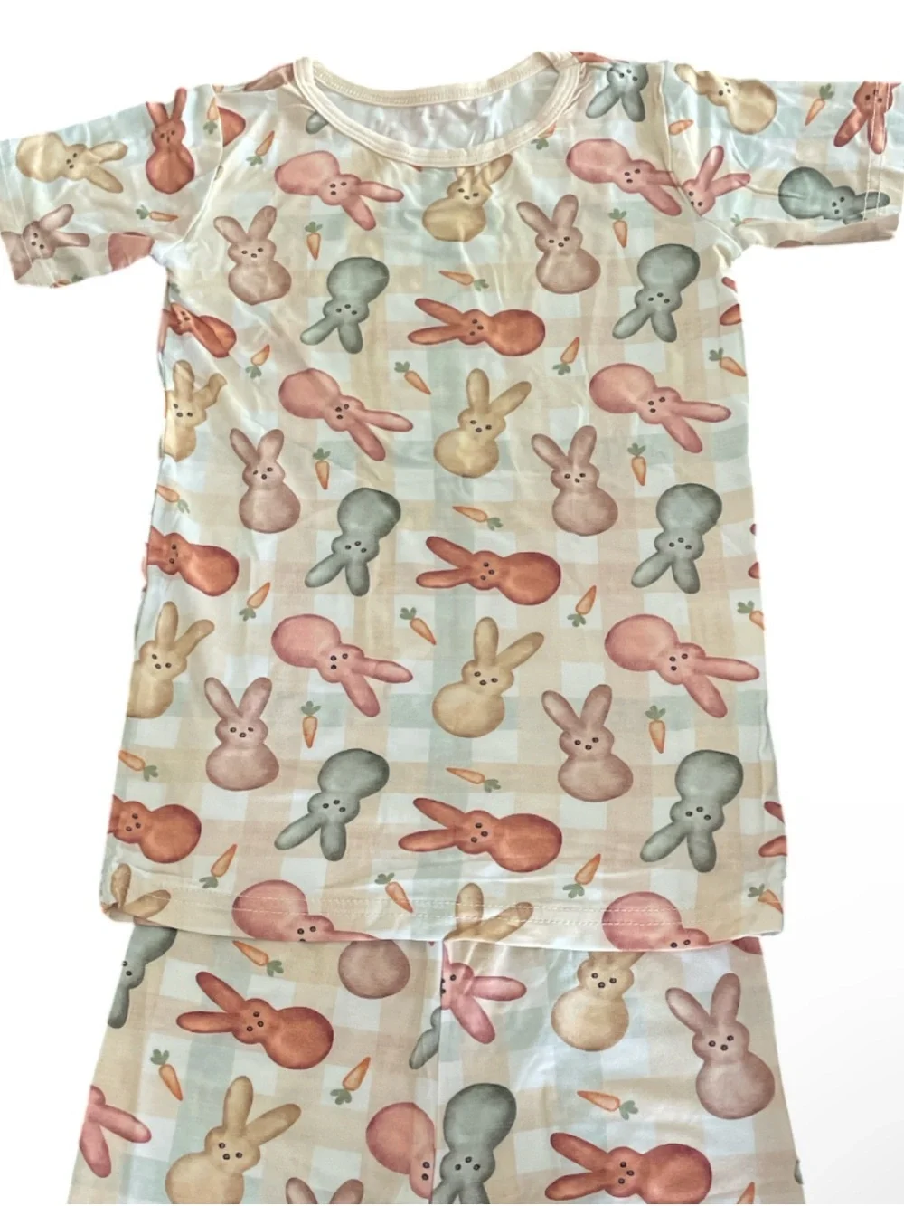 Kids Bunny Print Pajama Set - Pastel Multicolor